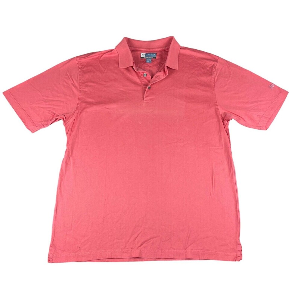 Jos. A Bank Polo Shirt Men's Large Pink Short Sleeve Leadbetter Golf Preppy Top